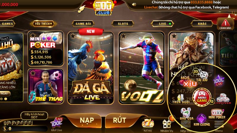 Thao tác chọn cửa cược đơn giản tại sảnh mini game